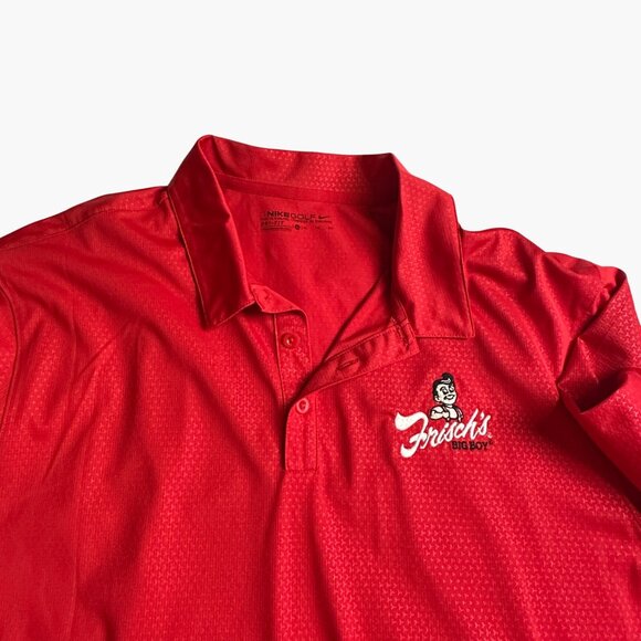 Nike Golf Dri-Fit Frischs Big Boy Logo Polo Shirt Red XL NWT Stylish & Fun - Picture 6 of 8